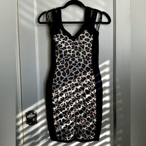 Xoxo leopard knit mini dress size S